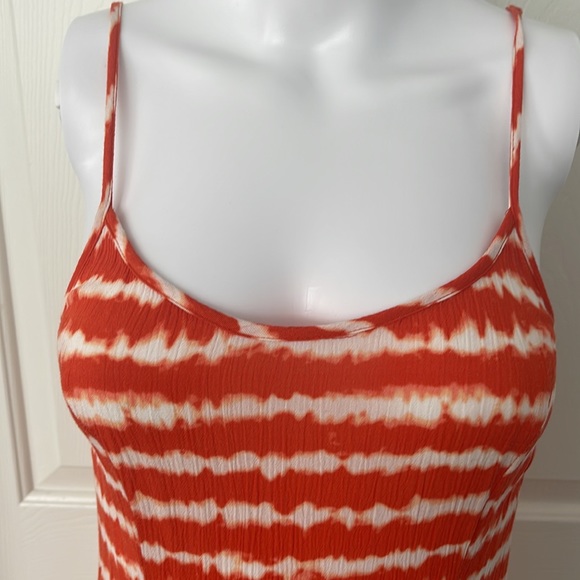 Mossimo Tangerine/White Tie-dye Print Ruffled Maxi Dress-Small - Picture 2 of 9